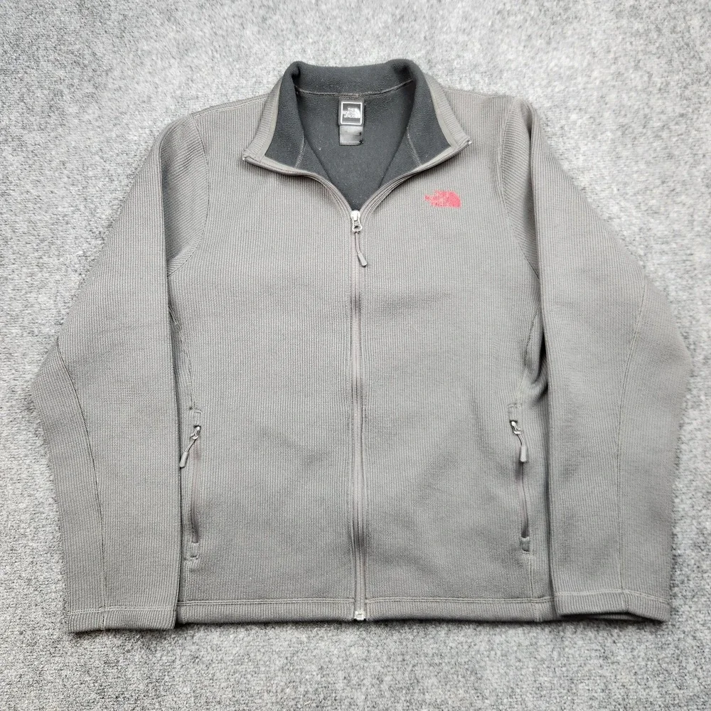 The North Face Jacket Mens Large Gray Fleece Full Zip‎ Thermal Pockets Outdoor